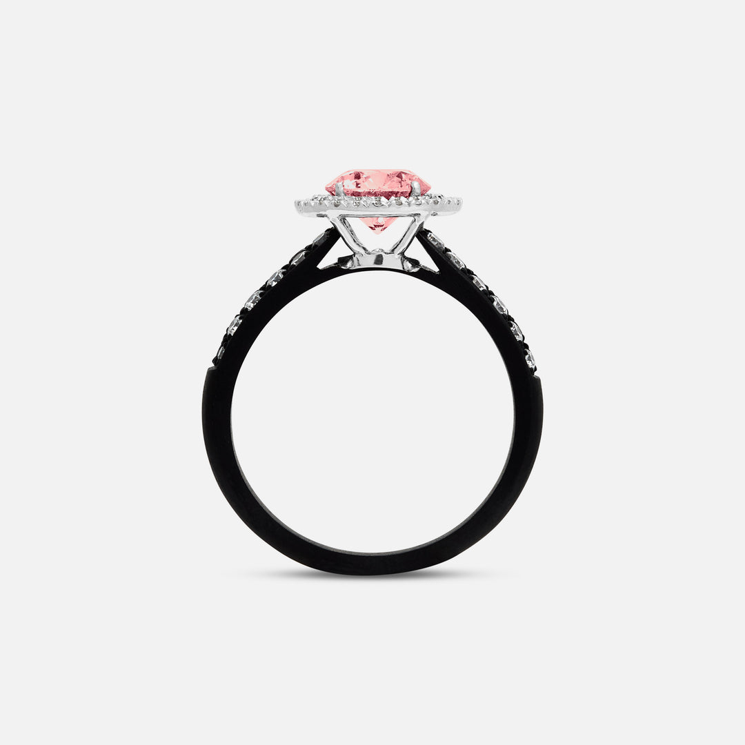 Pink Diamond setting on Eclipse Luna Starburst Ring shown at angle