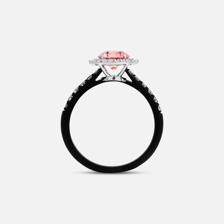 Pink Diamond setting on Eclipse Luna Starburst Ring shown at angle