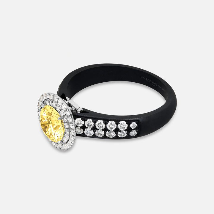 Close-up of yellow diamond details on Eclipse Luna Starburst Ring
