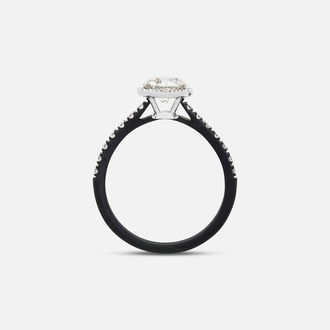 White Diamond setting on Eclipse Luna Halo Ring shown at angle