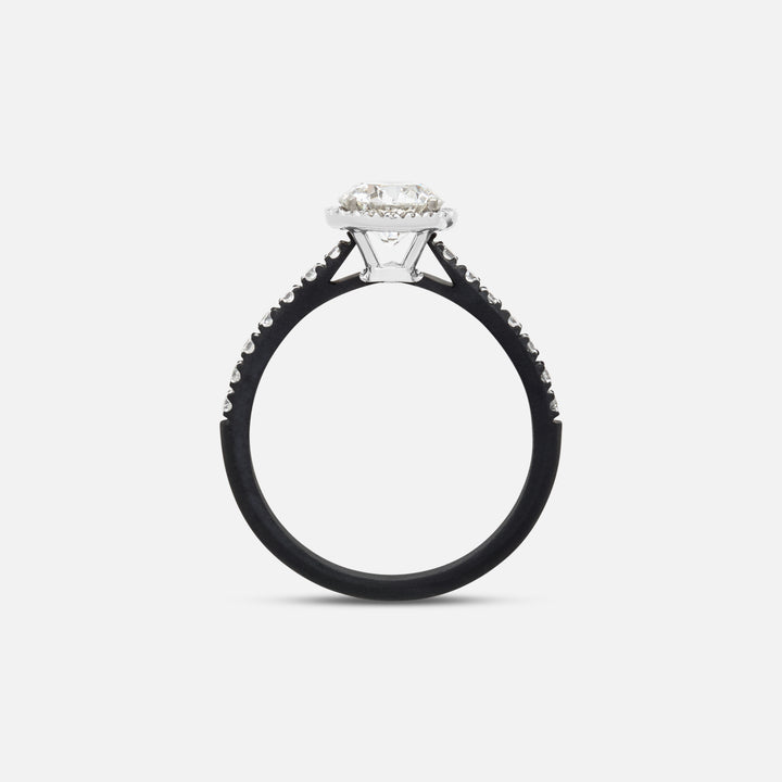 White Diamond setting on Eclipse Luna Halo Ring shown at angle