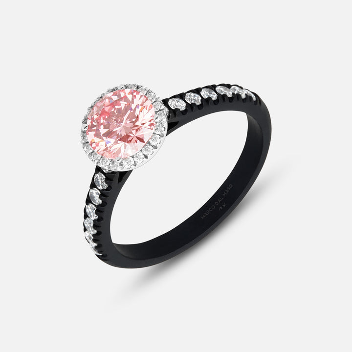 Eclipse Luna Halo Ring in pink diamond