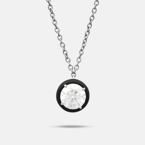 Close-up of White diamond details on Eclipse Black Luna Pendant
