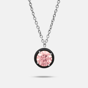 Close-up of pink diamond details on Eclipse Black Luna Pendant