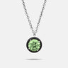 Close-up of green diamond details on Eclipse Black Luna Pendant