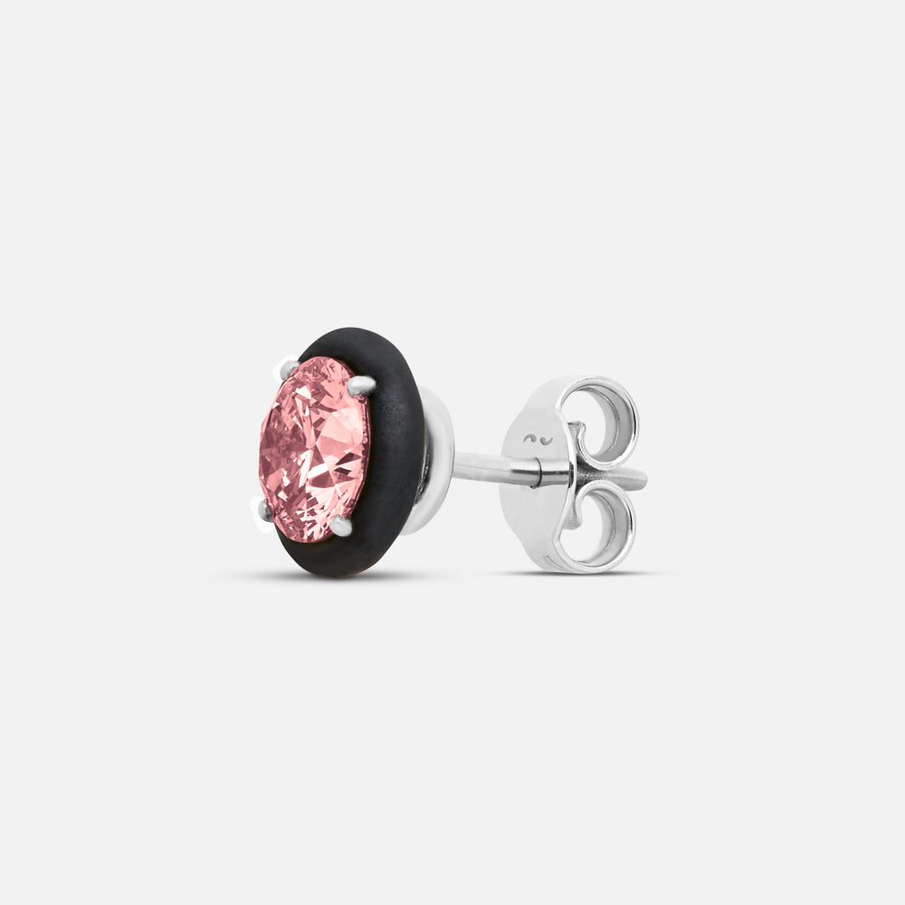 Close-up of pink diamond details on Eclipse Black Luna Earrings