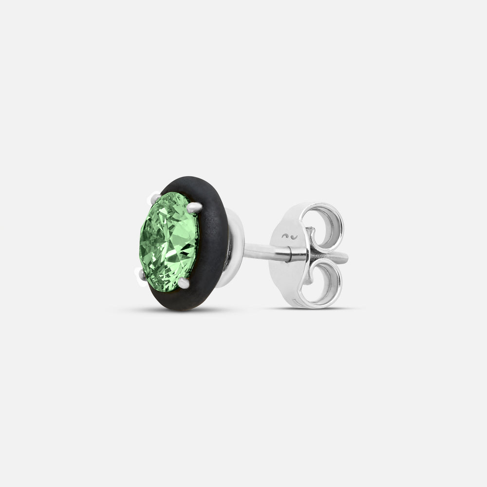 Close-up of green diamond details on Eclipse Black Luna Earrings