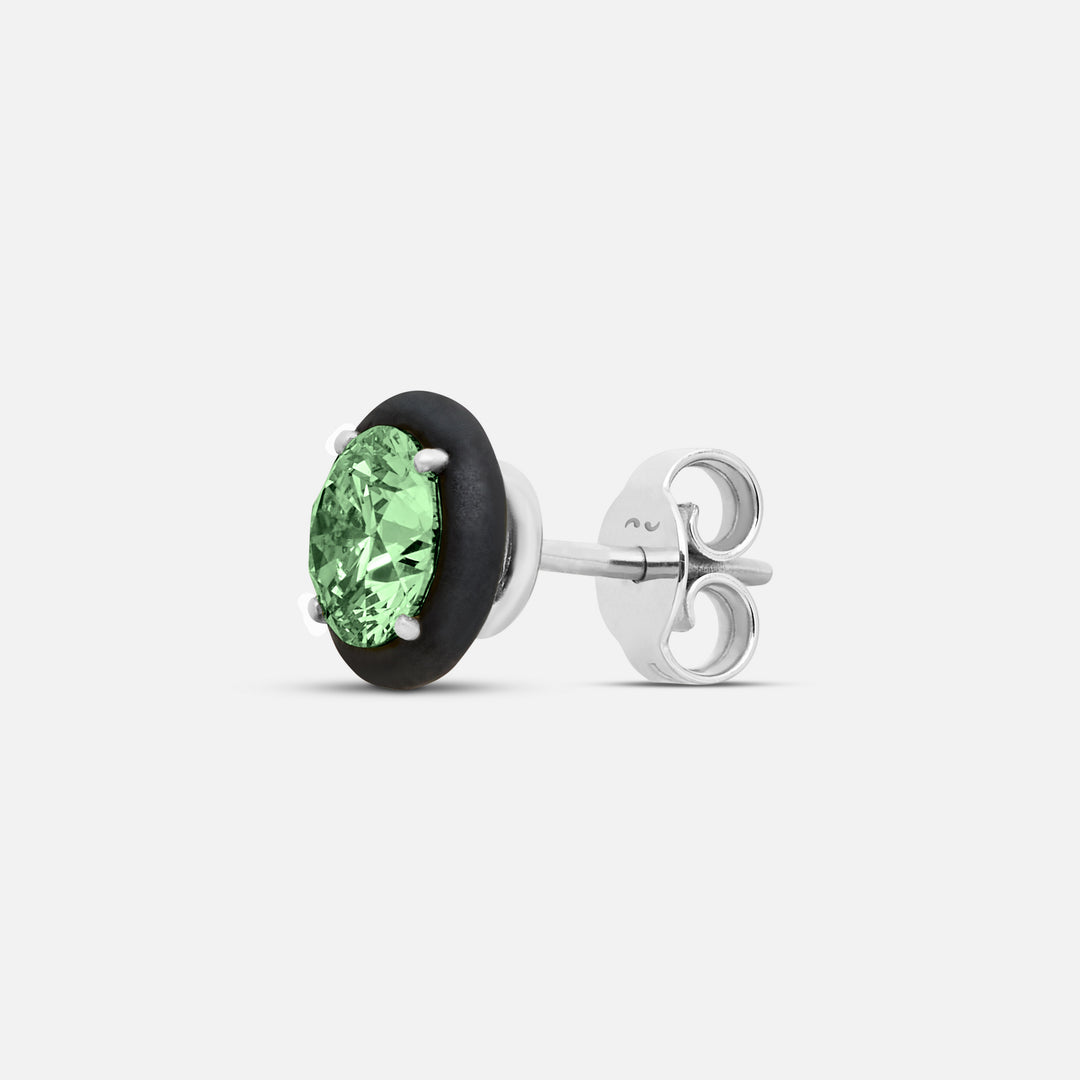 Close-up of green diamond details on Eclipse Black Luna Earrings