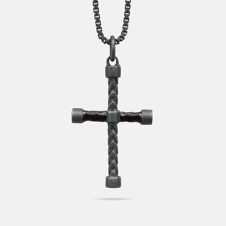 THE CROSS Classic Chain Pendant, Oxidized Silver, Black Enamel-Standard View 1