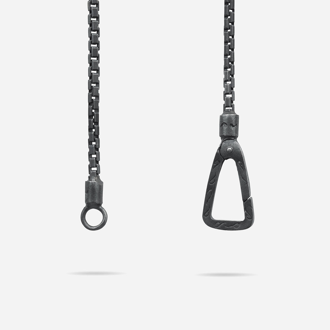 THE CROSS Classic Chain Pendant, Oxidized Silver, Black Enamel-Close View