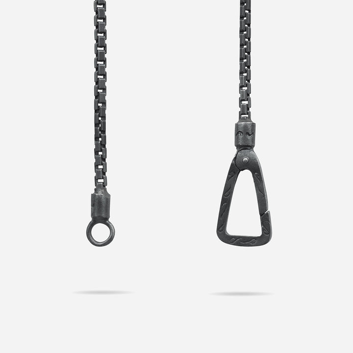 THE CROSS Classic Chain Pendant, Oxidized Silver, Black Enamel-Close View