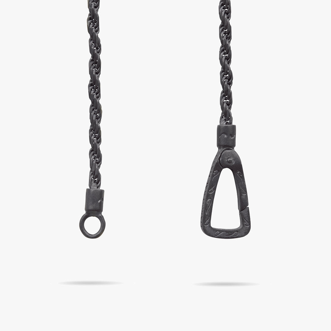 THE CROSS Enamel and Diamond Necklace, Oxidized Silver, Black Diamond, Black Enamel-Close View