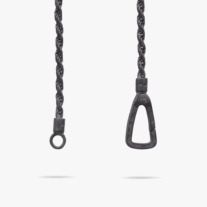 THE CROSS Enamel and Diamond Necklace, Oxidized Silver, Black Diamond, Black Enamel-Close View