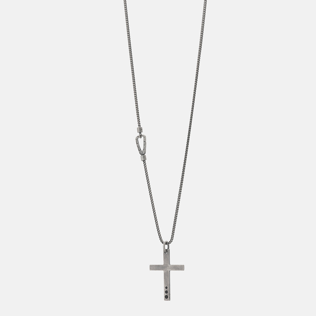 THE CROSS Latin Pendant, Oxidized Silver, Black Enamel - Standard View