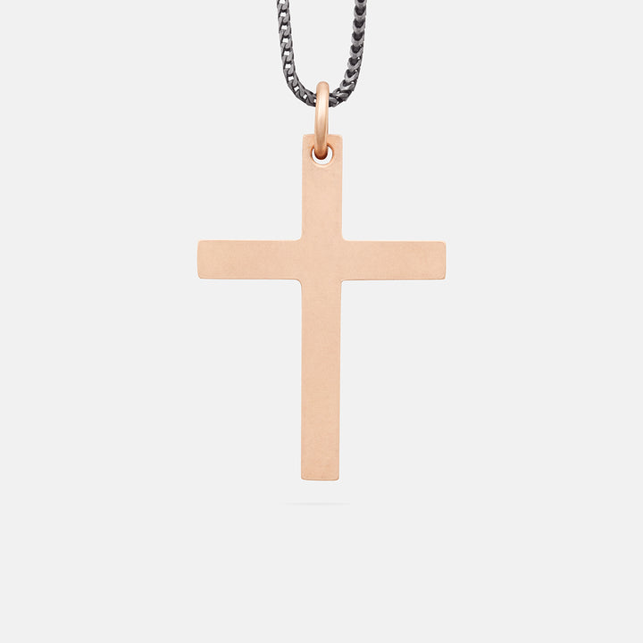 THE CROSS Latin Pendant, Rose Gold Vermeil, Brown Enamel-Standard View 1