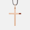 THE CROSS Minimal Latin Pendant with Enamel, Rose Gold Vermeil, Brown Enamel-Standard View