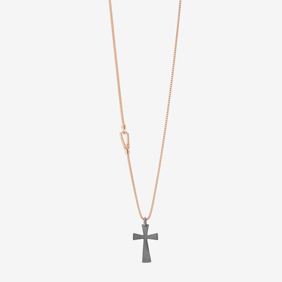 THE CROSS Pendant, Rose Gold Vermeil, Oxidized Silver-Standard View