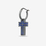 THE CROSS Oxidized Enamel Earring, Oxidized Silver, Blue Enamel-Standard View