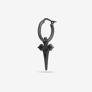The Cross Gothic Earring, Oxidized Silver, Black Enamel-Standard View