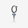 The Cross Gothic Earring, Polished, Oxidized Silver, Blue Enamel-Standard View