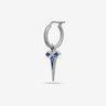 The Cross Gothic Earring, Polished Silver, Blue Enamel-Standard View