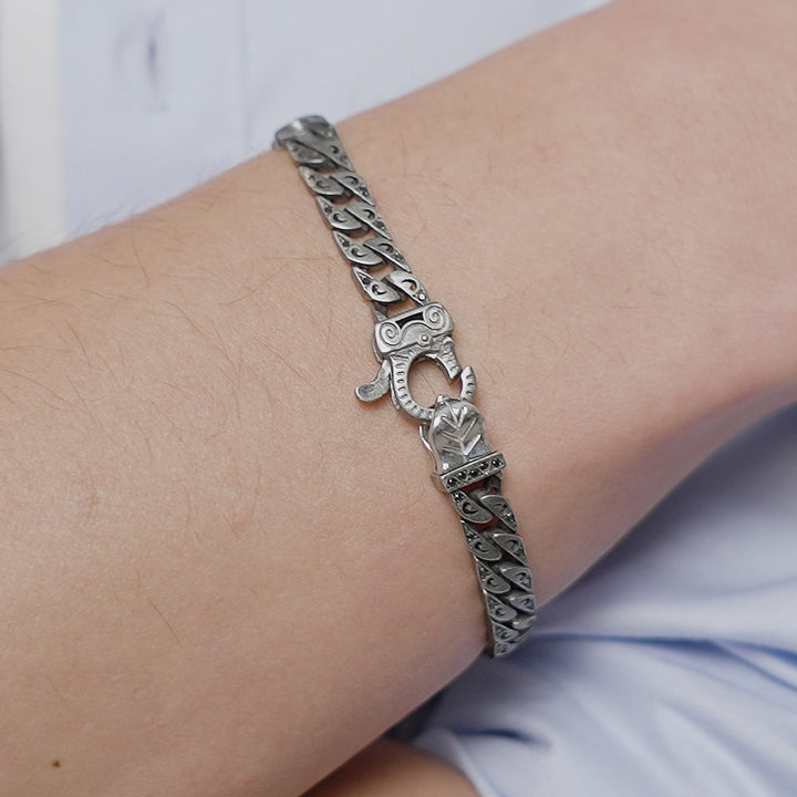 Video of Molten Loop Bracelet in Polished Silver, Oxidized Silver, Black Diamond