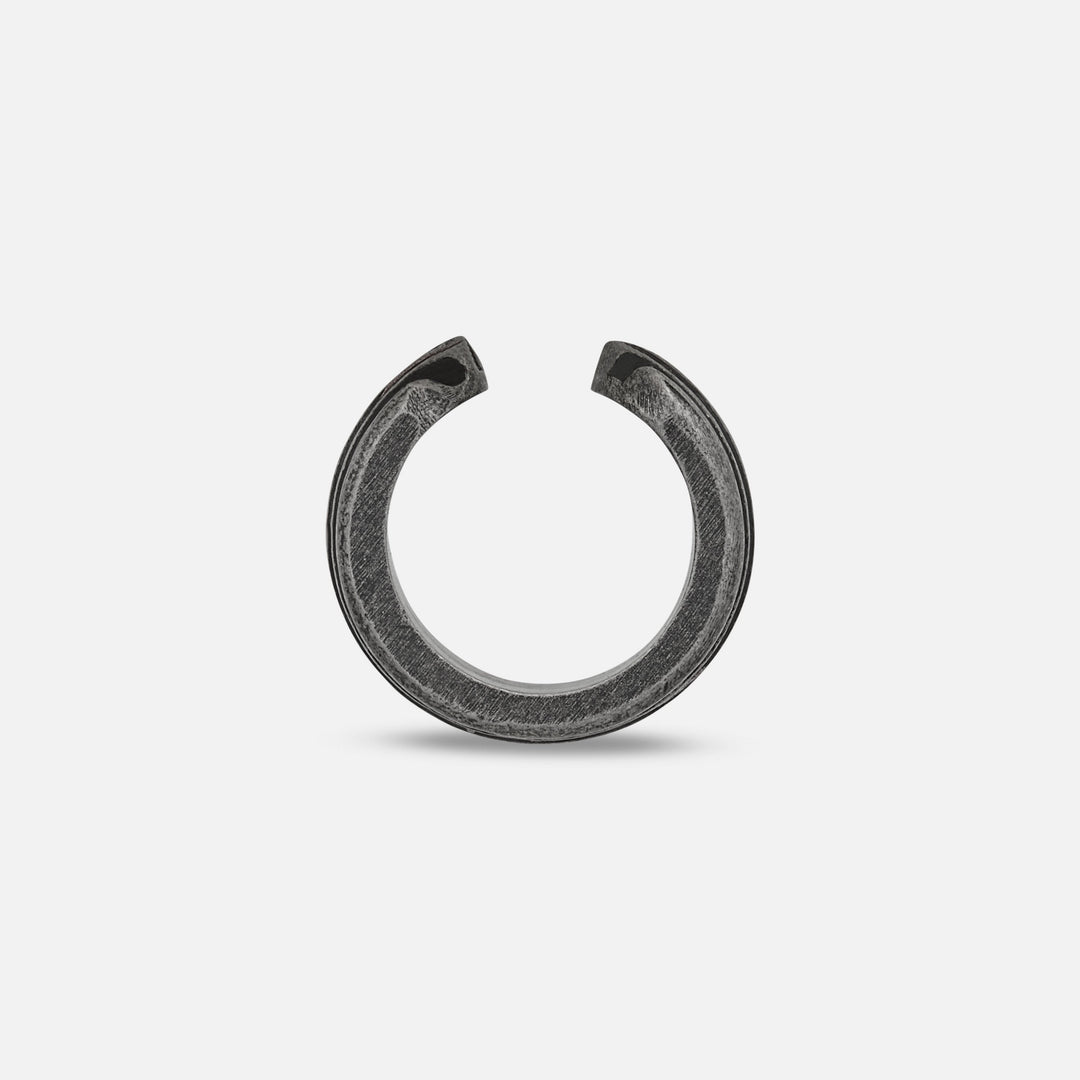 Frontal capture of open loop featuring dark inlay on flat stage.