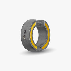 MARCO DAL MASO Dark gray hoop earring with a yellow inner stripe.