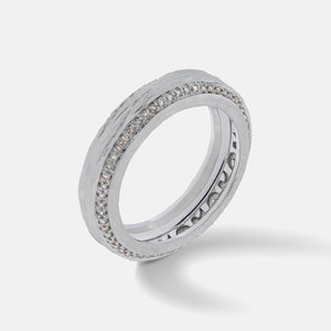 MARCO DAL MASO silver-tone textured ring with a row of clear stones.