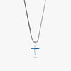 The Cross Enamel Chain Pendant, Blue Enamel, Blue Leather-Standard View