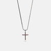 The Cross Enamel Chain Pendant, Brown Enamel, Brown Leather-Standard View