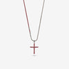 The Cross Enamel Chain Pendant, Red Enamel, Red Leather-Standard View