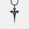 The Cross Oxidized Gothic Pendant, Oxidized Silver, Black Enamel-Standard View