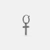 THE CROSS Pendant Earring, Silver, Black Enamel-Standard View