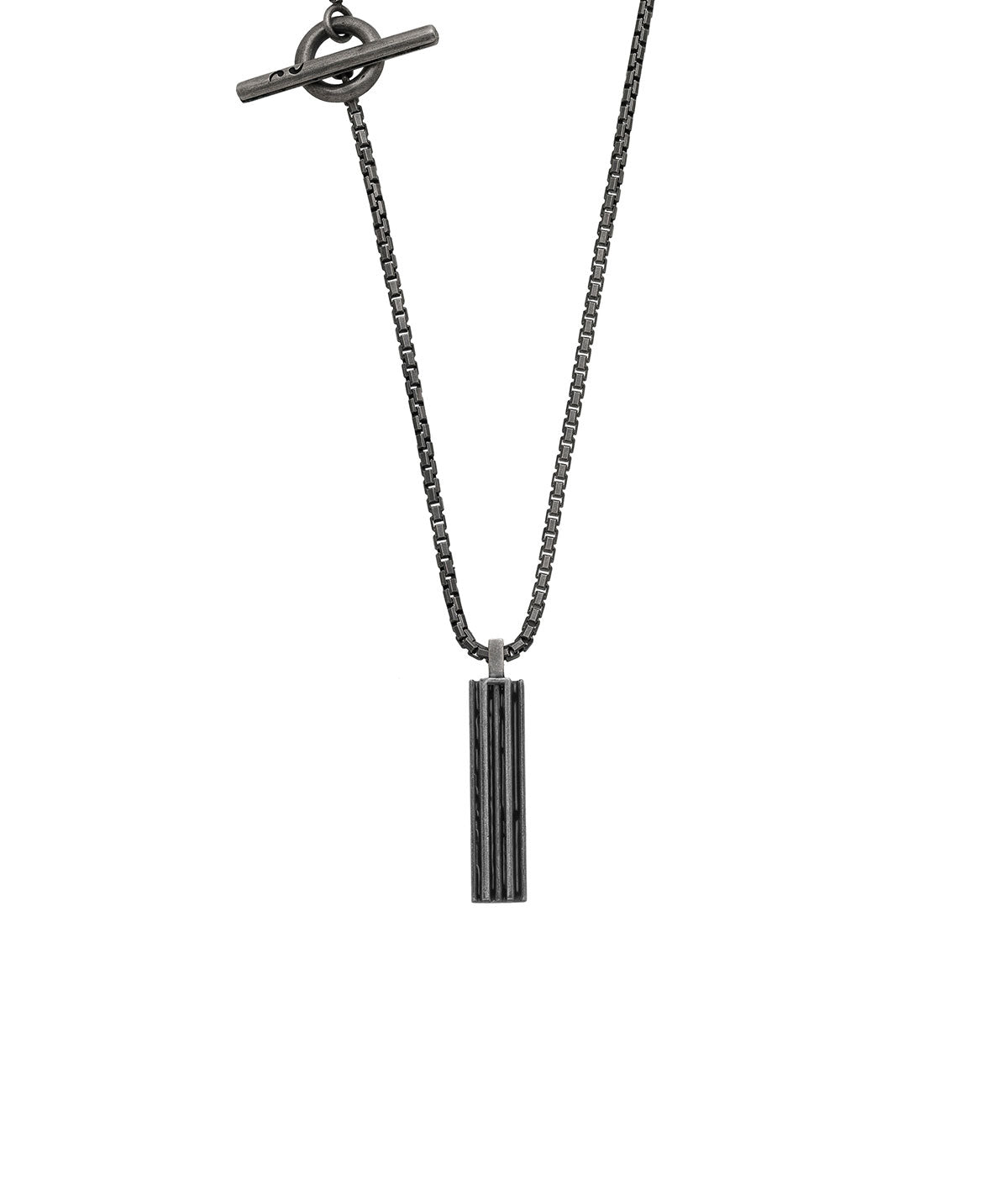 Acies Single Oxidized Silver Pendant with Black Enamel