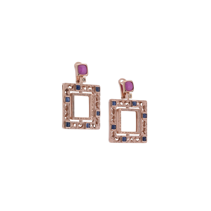 Regalia Square Earrings with Sapphires & Diamonds