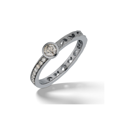 Orion Ring with Pave Champagne Diamonds & Circle Halo