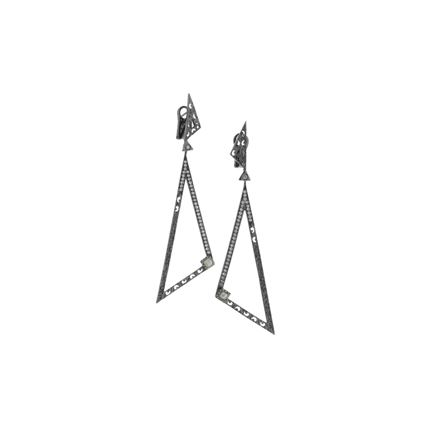 Solar Acute Earrings in Textured 18kt Gold