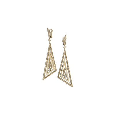 Solar Trigon Earrings in Textured & Polished 18kt Gold