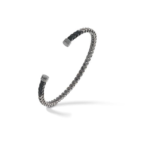 Ulysses Dipped Oxidized Silver Cuff with Black Enamel
