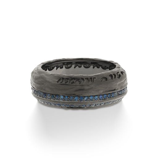The Other Half 18KT Black Gold Ring with blue sapphires