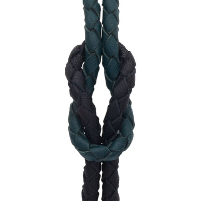 LASH Reef Knot Green/Black Woven Leather and Oxidized Silver Bracelet