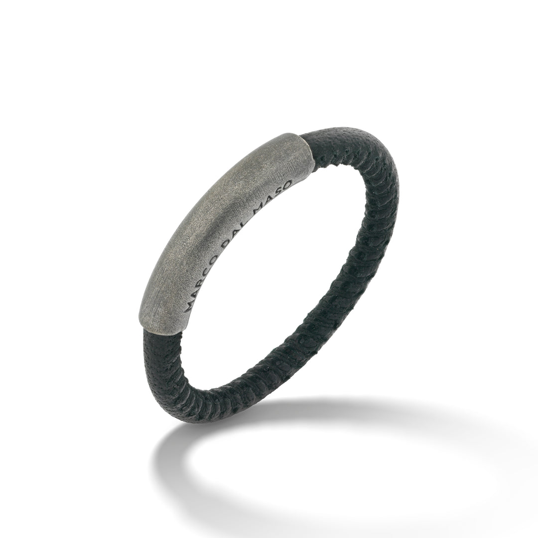 LASH Black Leather and Silver Band