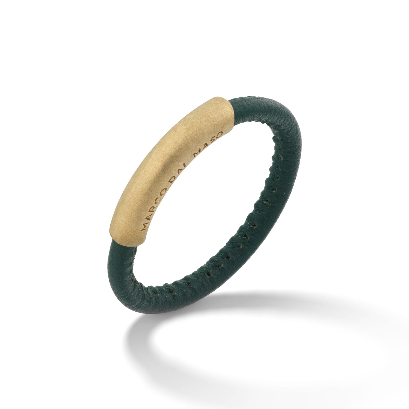 LASH Green Leather and 18K yellow gold vermeil band