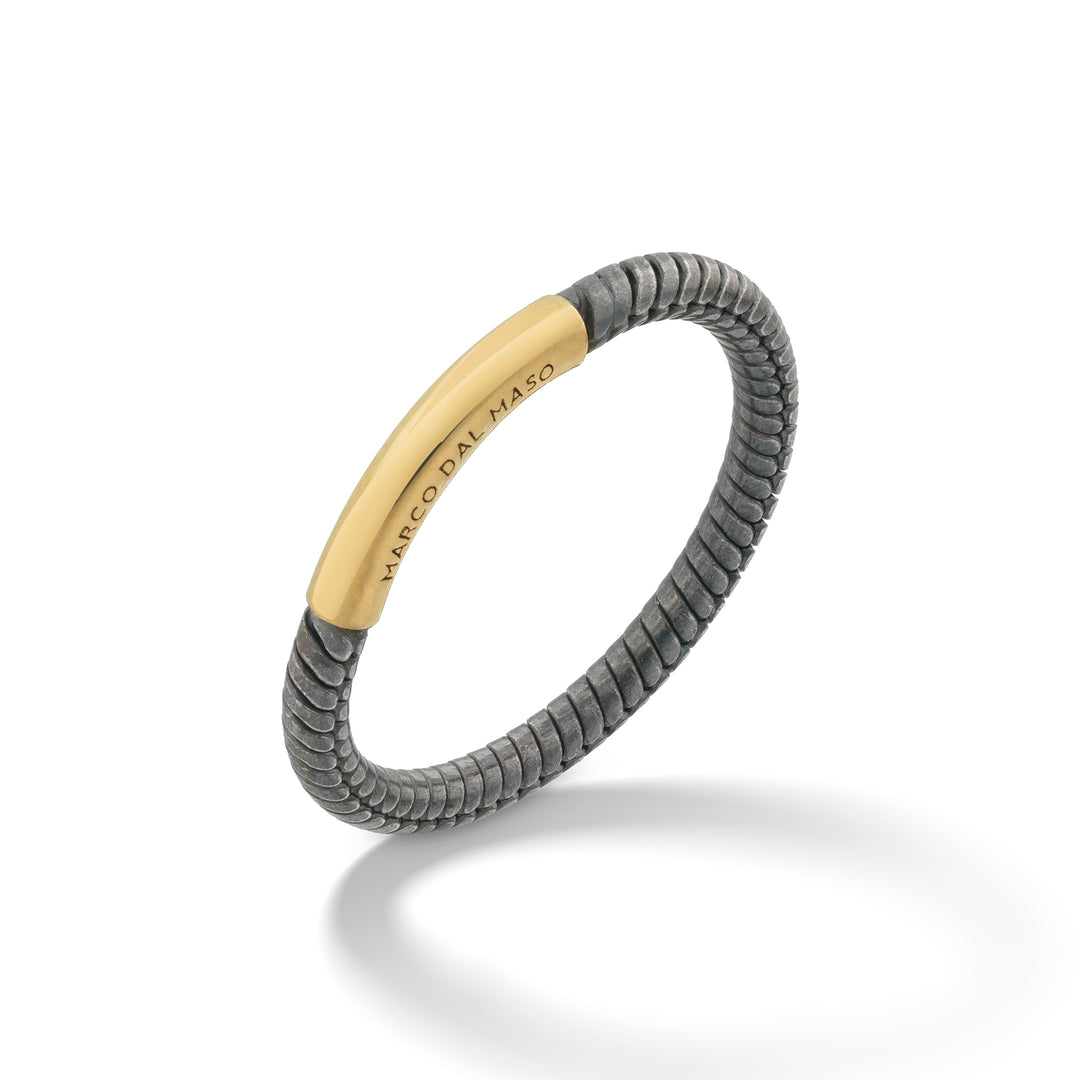 Ulysses Classy 18K Polished Yellow Gold Vermail and Oxidized Ring