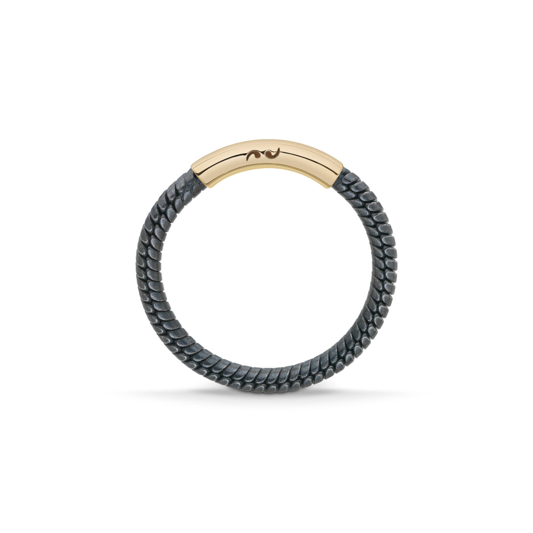 Ulysses Classy 18K Polished Yellow Gold Vermail and Oxidized Ring
