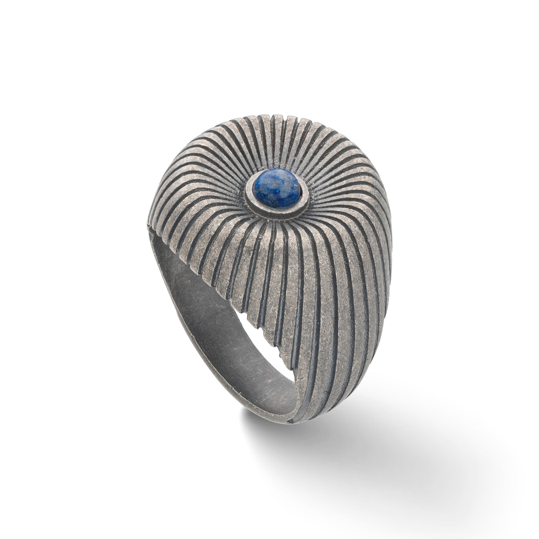 Calyx Lapis and Oxidized Silver Ring