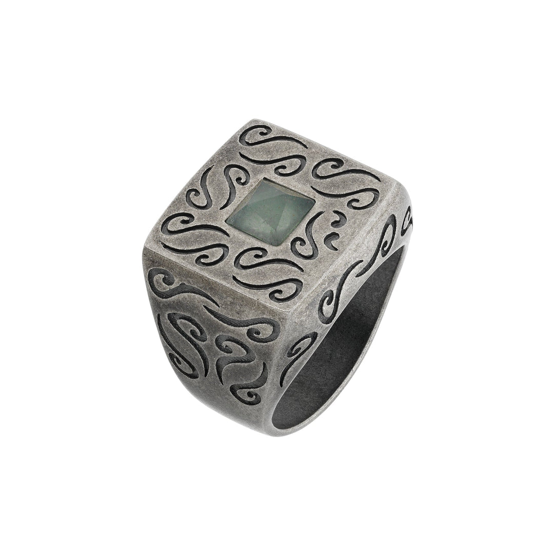 Ara Square Ring with Centre Gemstone with Green Aventurine