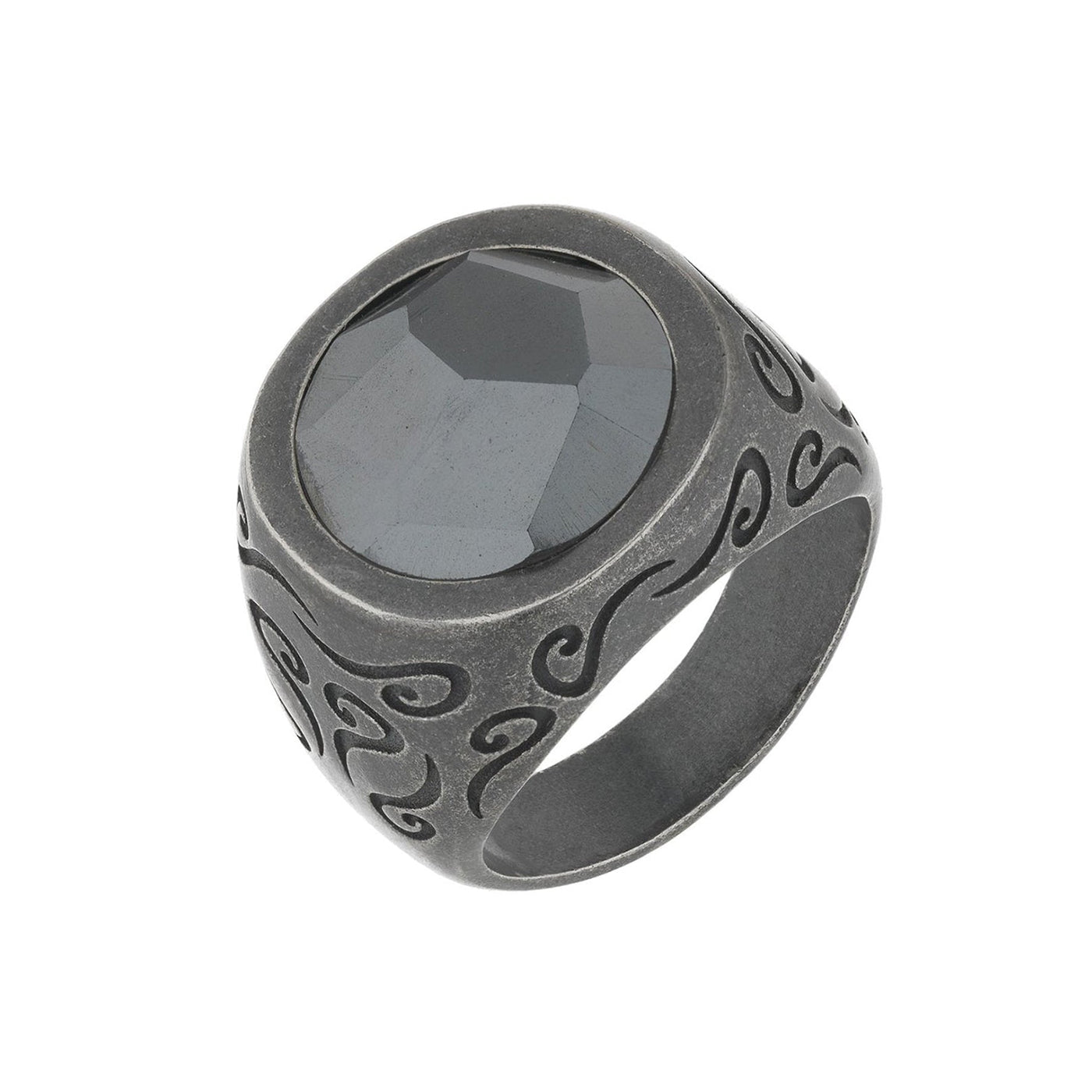 Ara Round Gemstone Ring with Hematite