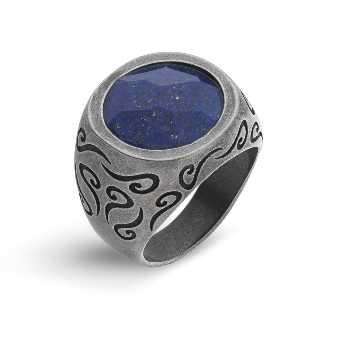 Ara Round Gemstone Ring with Lapis Lazuli